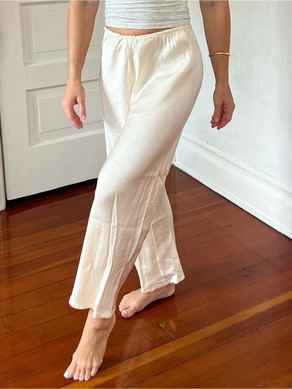 Dissh cream satin pants